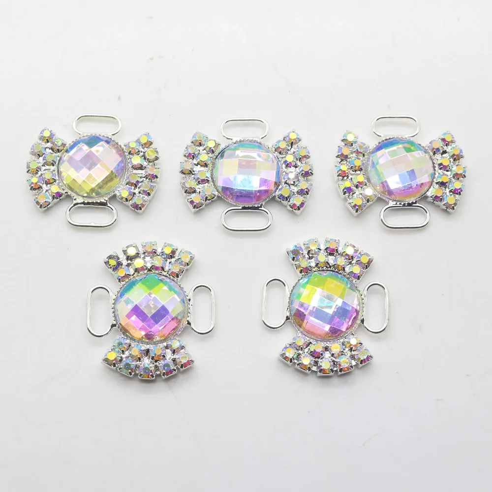 20 шт AB Rhinestone Пряжка бикини коннектор Алмазные Кнопки пригласительная Лента