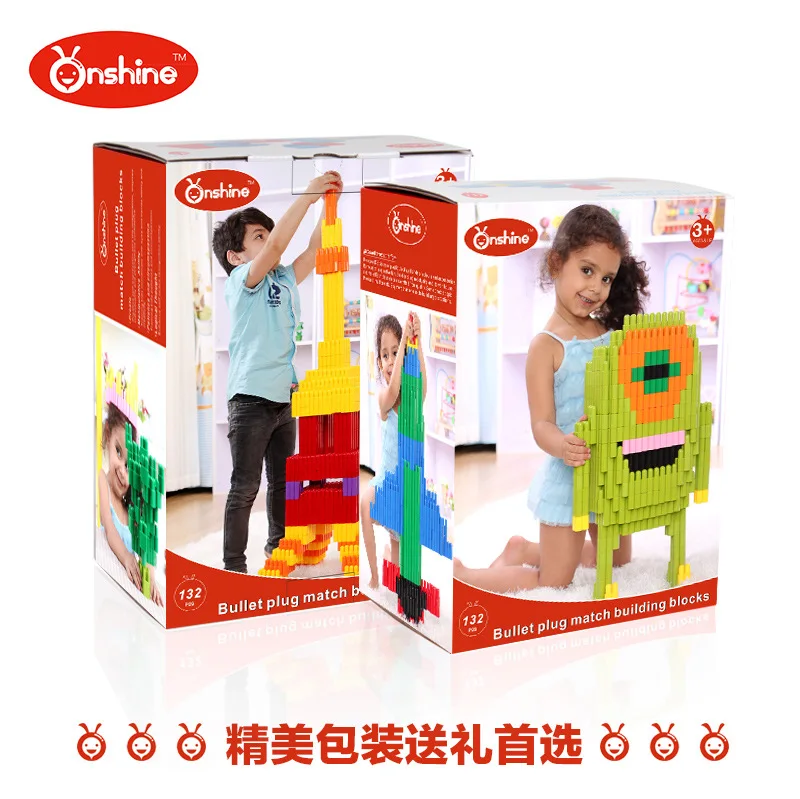 

ONSHINE 132pcs/set Colorful Bullet Blocks Baby Early Learning & Educational Toys Children Plastic Assembling Model Building Toy