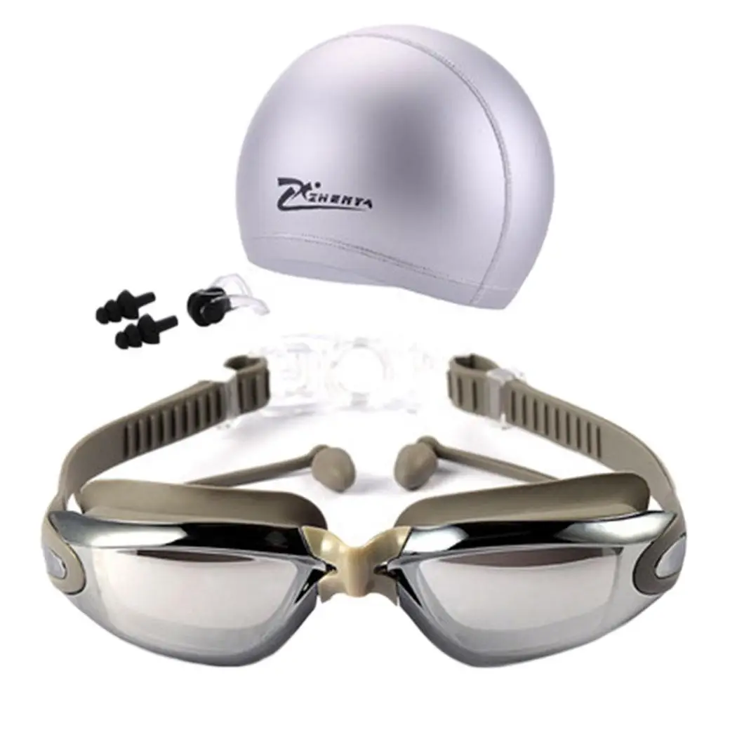 Waterproof With Hat Ear Plug Nose 48mm Multi Clip 59mm Suit Black Blue Pink Silver Swimming Goggles | Спорт и развлечения
