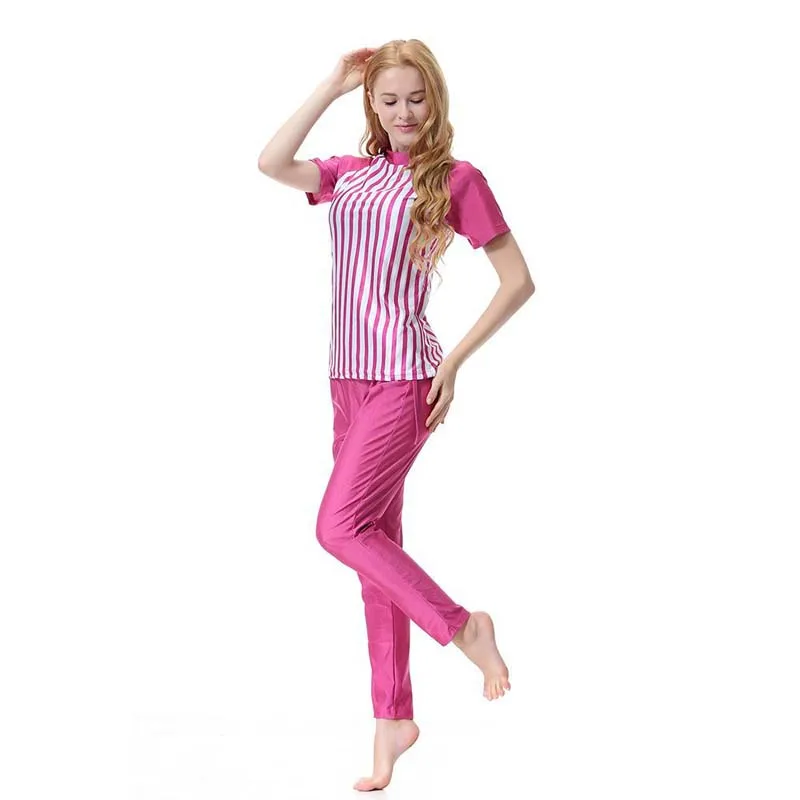 BAILUNMA женский полосатый мусульманский купальный костюм скромный буркини