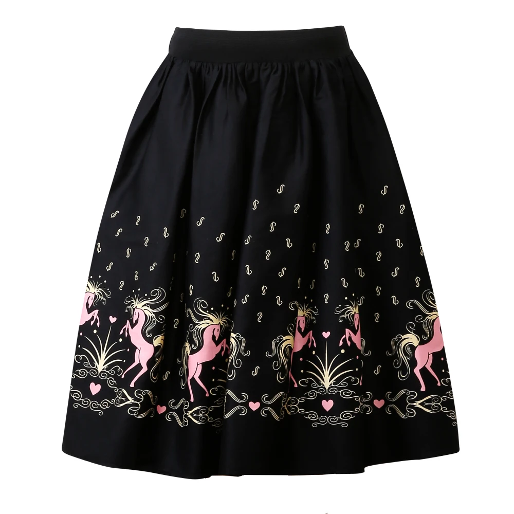 Женская винтажная юбка с принтом пони трапециевидной формы | одежда