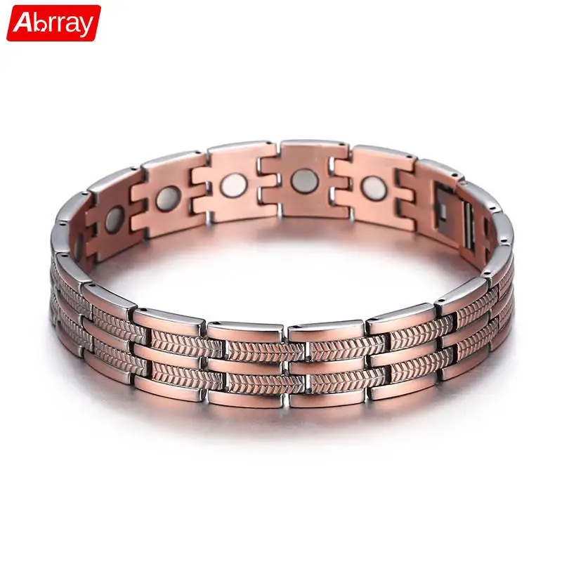 Abrray Красный медный магнитный браслет для мужчин здоровый браслет-цепочка