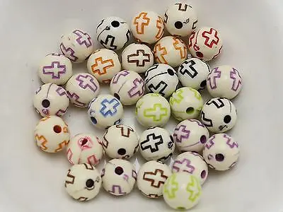 Круглые акриловые шарики с крестом 200 цветов 8 мм детские украшения|beads 8mm|round