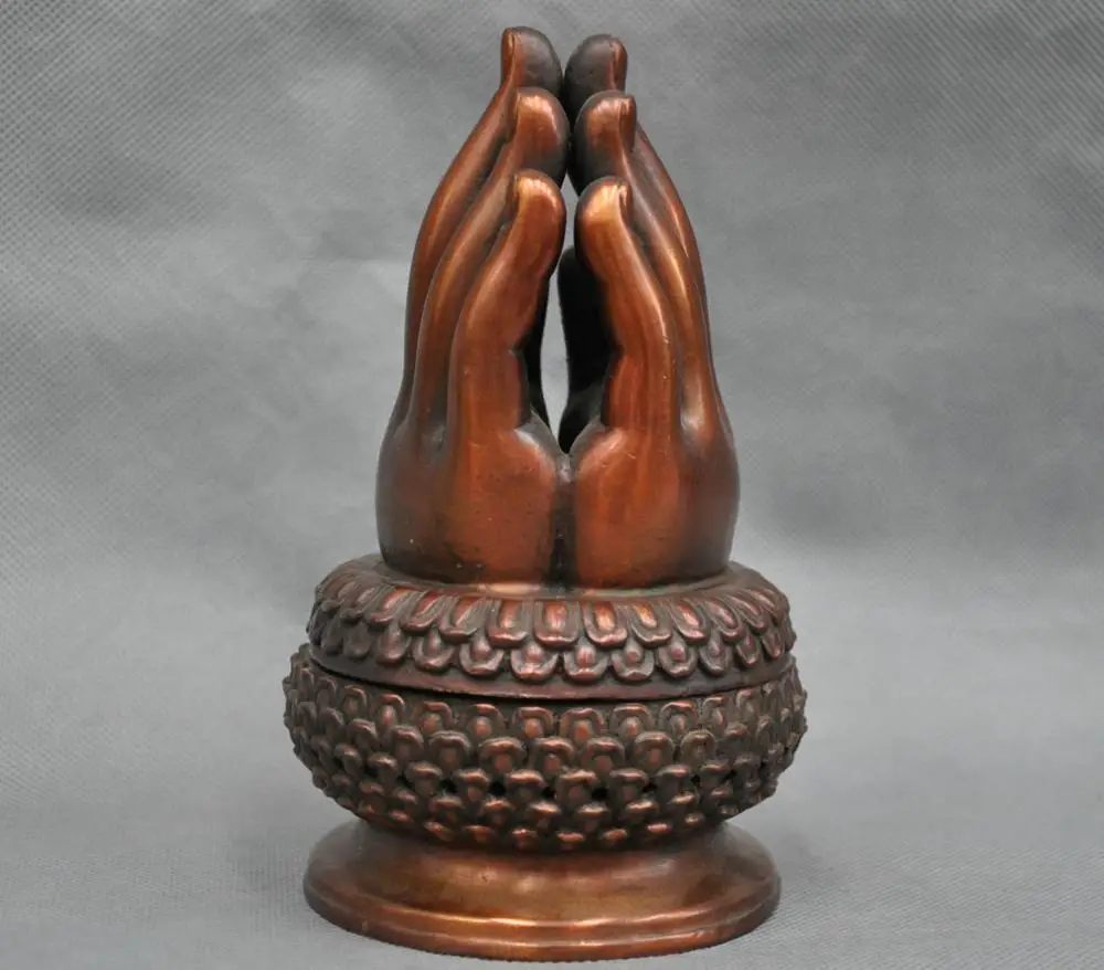 7 '' китай бронза будды рука курильница кадило статуя |