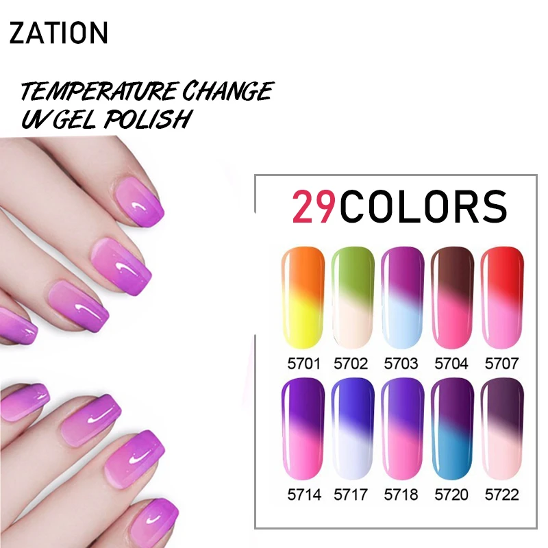 Zation температура изменить цвет УФ Vernis полу перманентное Настроение Гель-лак для ногтей Качество Permanentes светодиодный Гель-лак для ногтей