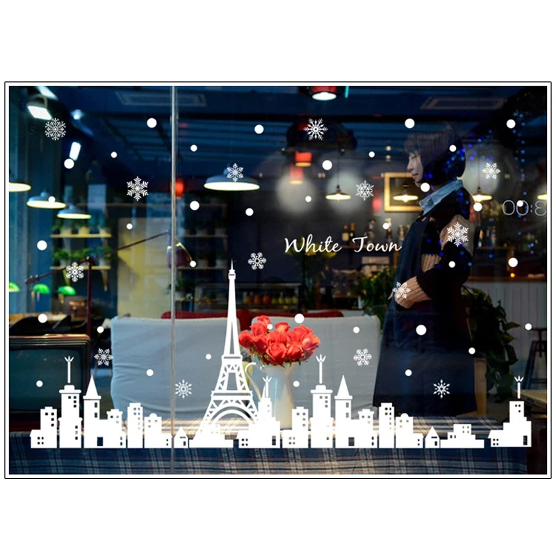 Белая Рождественская Наклейка на стену для всей семьи гостиной спальни