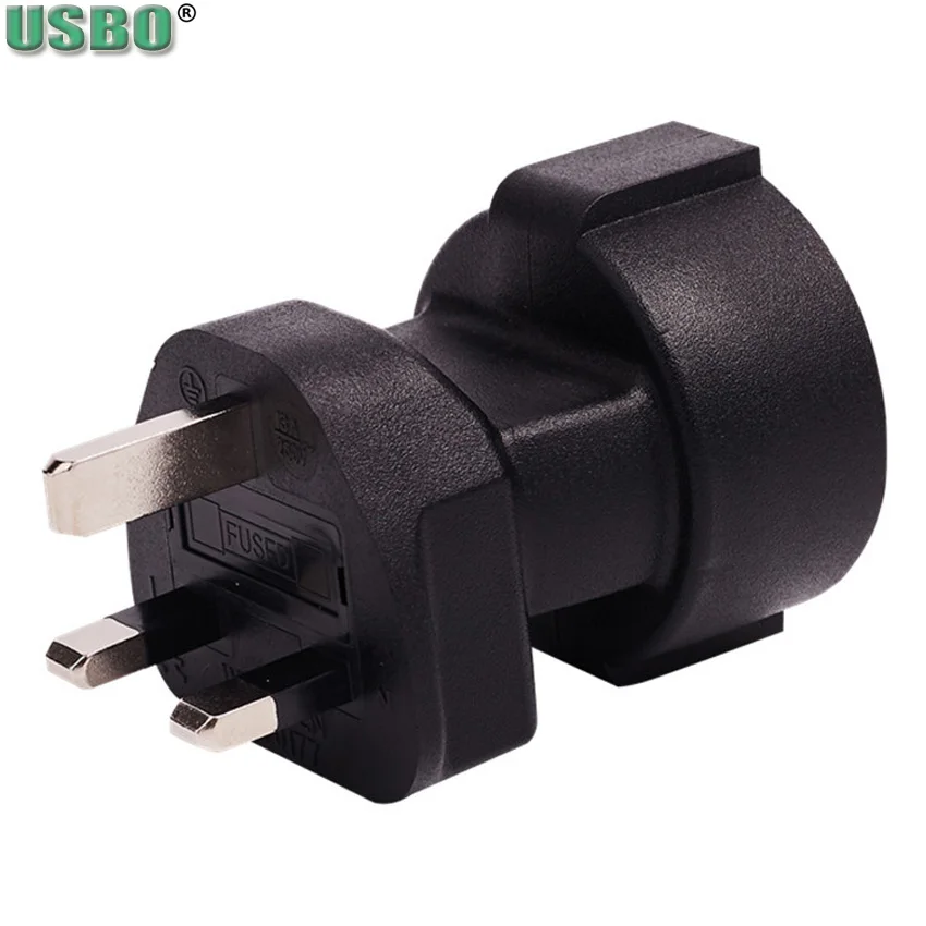 Wholesale Black 16A CE Copper UPS PDU Power Rewirable Connector UK to EU Korea Russia Schuko Adaptor Plug Socket