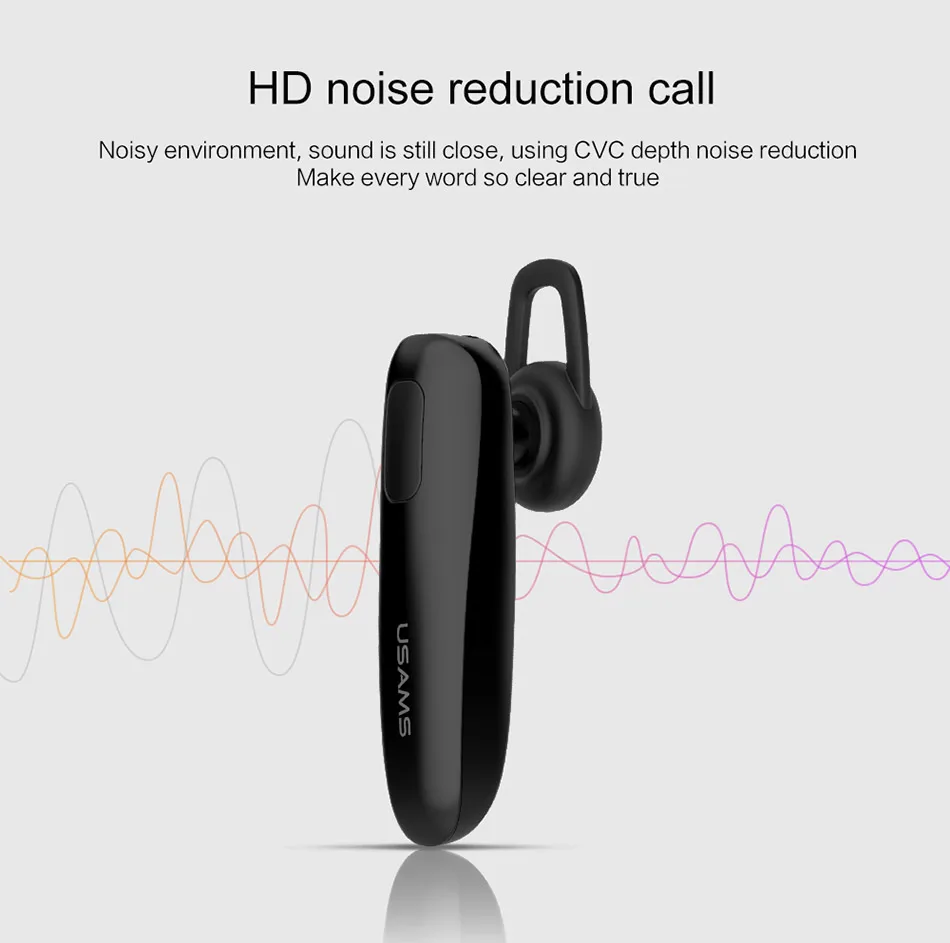 USAMS Беспроводной Bluetooth наушники стерео HD Шум снижение с микрофоном громкой связи Bluetooth 4,1 наушники для iPhone samsung