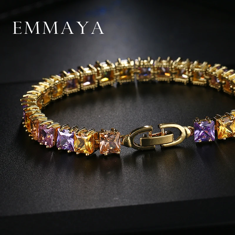 Женские браслеты для тенниса Emmaya AAA + элегантные квадратные многоцветные цвета
