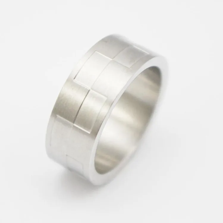 Мужское кольцо в клетку серебристого цвета размер 8 5 9 10 11 12|ring size|ring bandjewelry rings |
