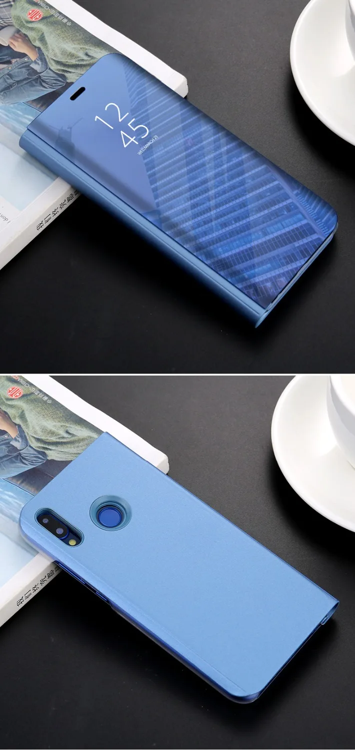 Clear Mirror Smart Phone Case For Huawei enjoy 8plus 7A Y6 prime Flip Stand Cover Y9 Y7pro 2018 | Мобильные телефоны и