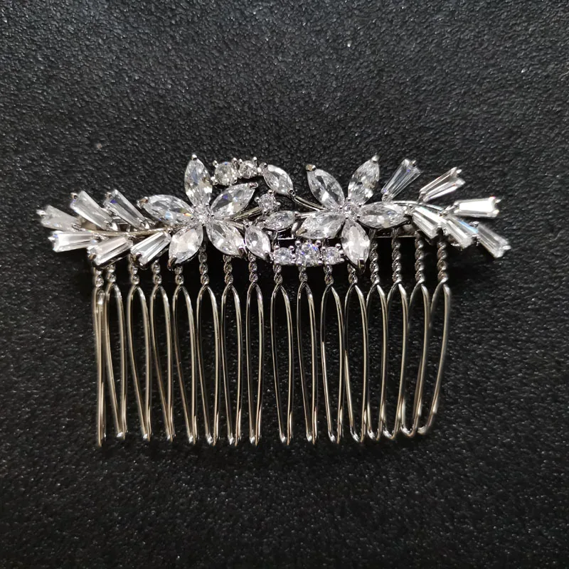 SLBRIDAL роскошный модный Шарм Мода зубец Установка кубического циркония свадебные расческа для волос свадебные женские украшения для девочек аксессуары для волос