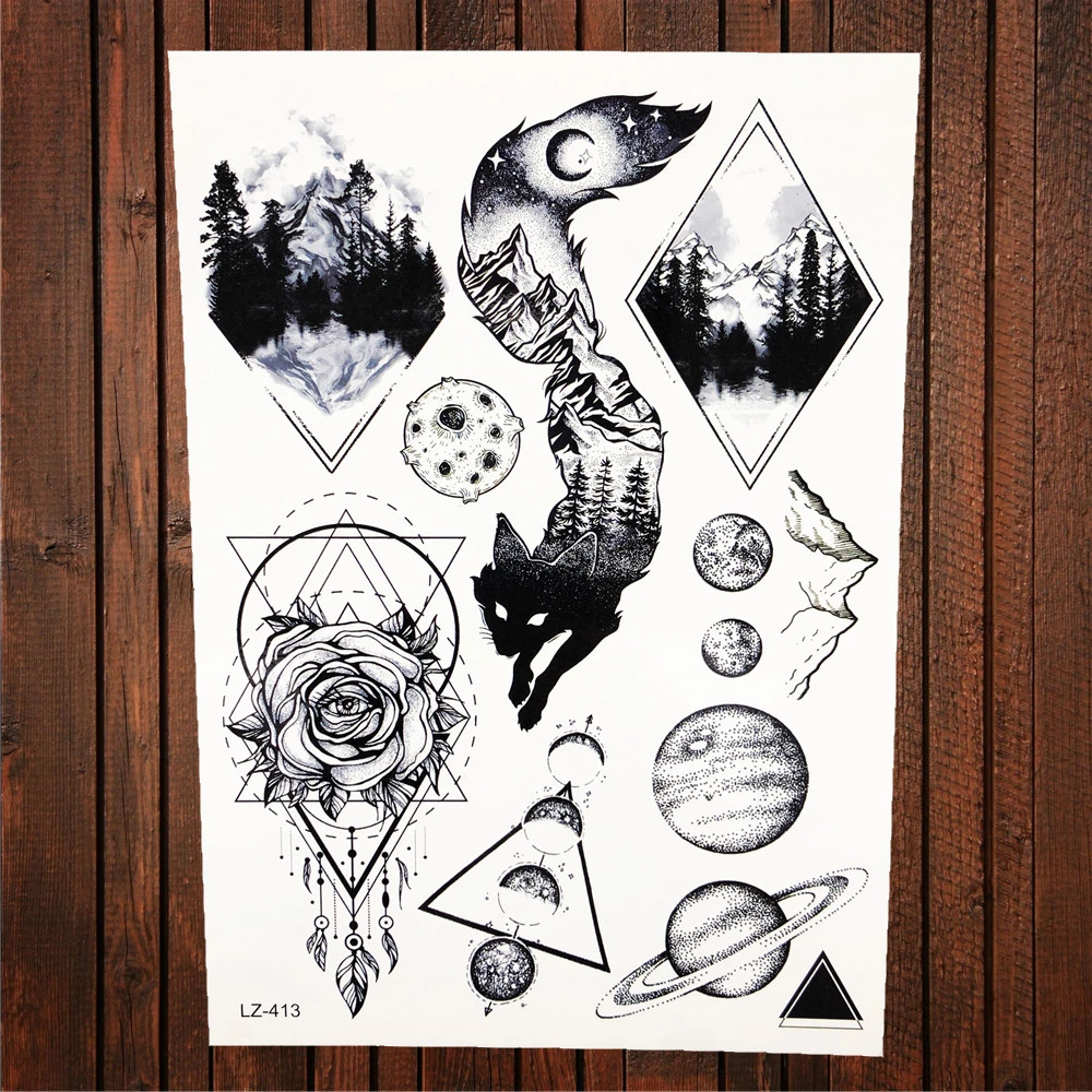 FANRUI Geometric Temporary Tattoo Stickers Men Women Flower Waterproof Tatoo Children Cartoon Unicorn Kids Christmas Gift | Красота и