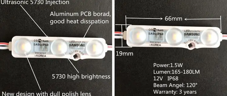 Светодиодный модуль светильник ing SMD 5730 3 светодиодный s IP68 Водонепроницаемый белый теплый белый DC 12V рекламный светильник светодиодный знак подсветка светильник