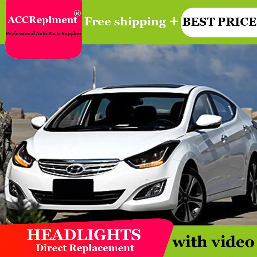 AUTO.PRO 2011-2015 For Hyundai elantra headlights LED DRL car styling light guide H7 head lamps Q5 bi xenon lens parking | Автомобили и