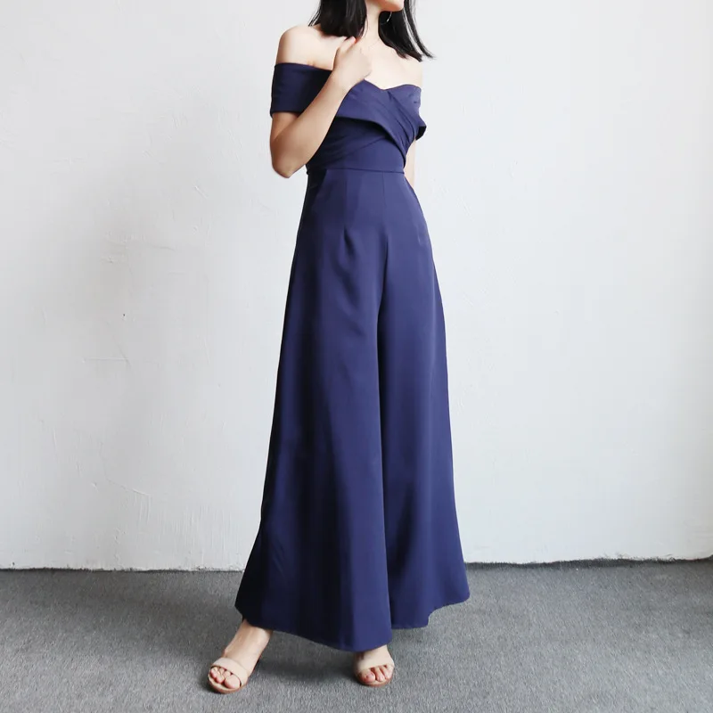 Женский шифоновый комбинезон JuneLove повседневный однотонный в полную длину с