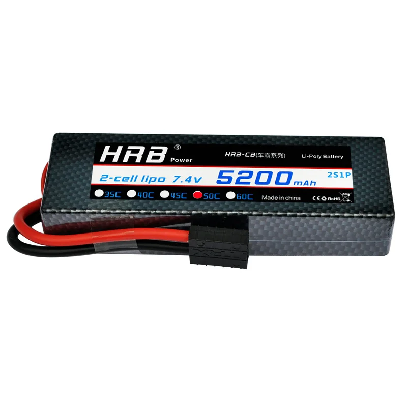 Hrb RC Lipo 2 S Аккумулятор 7 4 В 5200 мАч 50C MAX 100C жесткий чехол Bateria для вертолета лодки