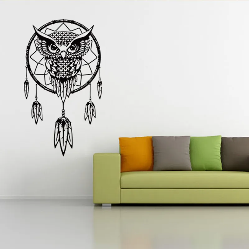 Книги по искусству Дизайн Индийский Ловца снов Decor стены DIY Стикеры Сова наклейки