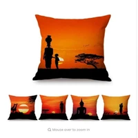 beautiful africa sunrise sunset african people animals scene home decor sofa throw pillow case art lounge linen cushion cover