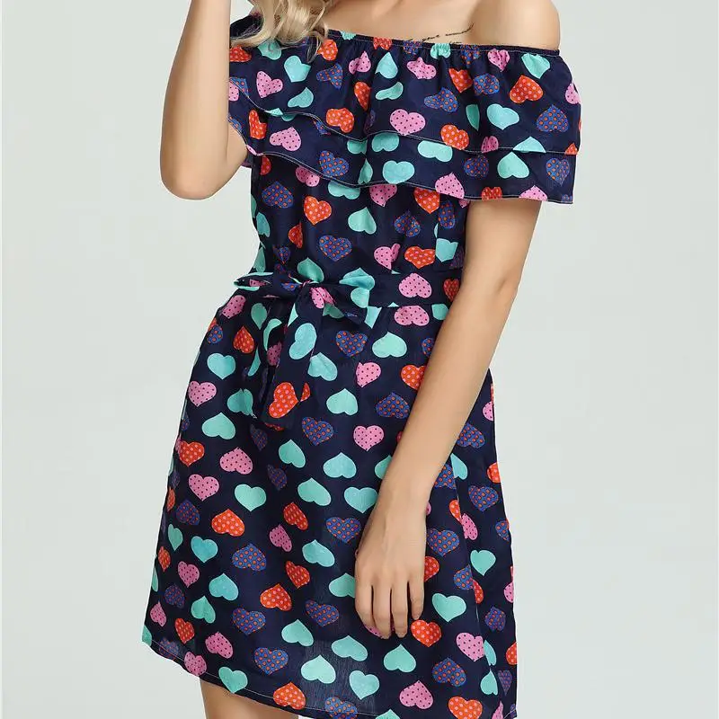 NFIVE Brand 2018 Women Thin Middle Dresses European American Summer Printing Vestidos Sexy Strapless Loose Waist Chiffon Dress | Женская