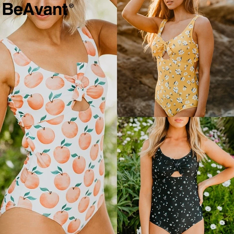BeAvant цветочный принт полосатый Женский купальник сексуальный пуш ап женский