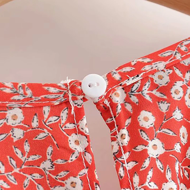 Женские комбинезоны с цветочным принтом оборками v-образным вырезом