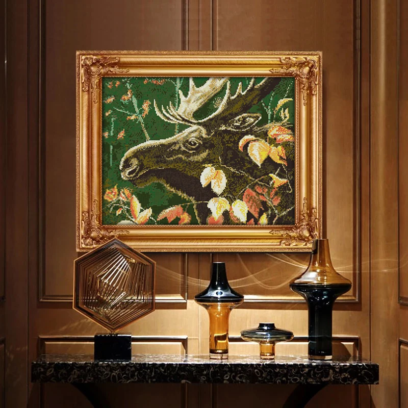 

Наборы для вышивки крестиком Лось с принтом оленя холст 14CT dmc ткань Китайская вышивка Набор для вышивки простой вышивка крестиком ручная ра...