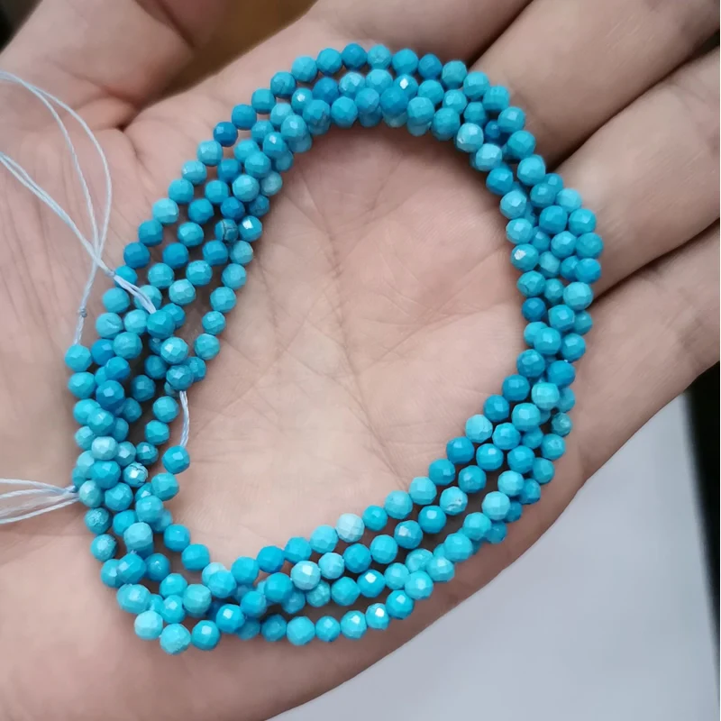 Blue turquoise Граненые 2/3/4 мм Натуральный Камень Бисер Розовый кристалл кварца Драгоценный Камень Бисер для изготовления ювелирных изделий бисером браслетов или бус своими руками - Цвет: Blue turquoise