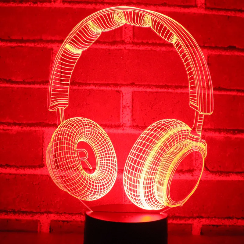 Светодиодный 3d-ночник музыка динамическая гарнитура с 7 цветов свет для