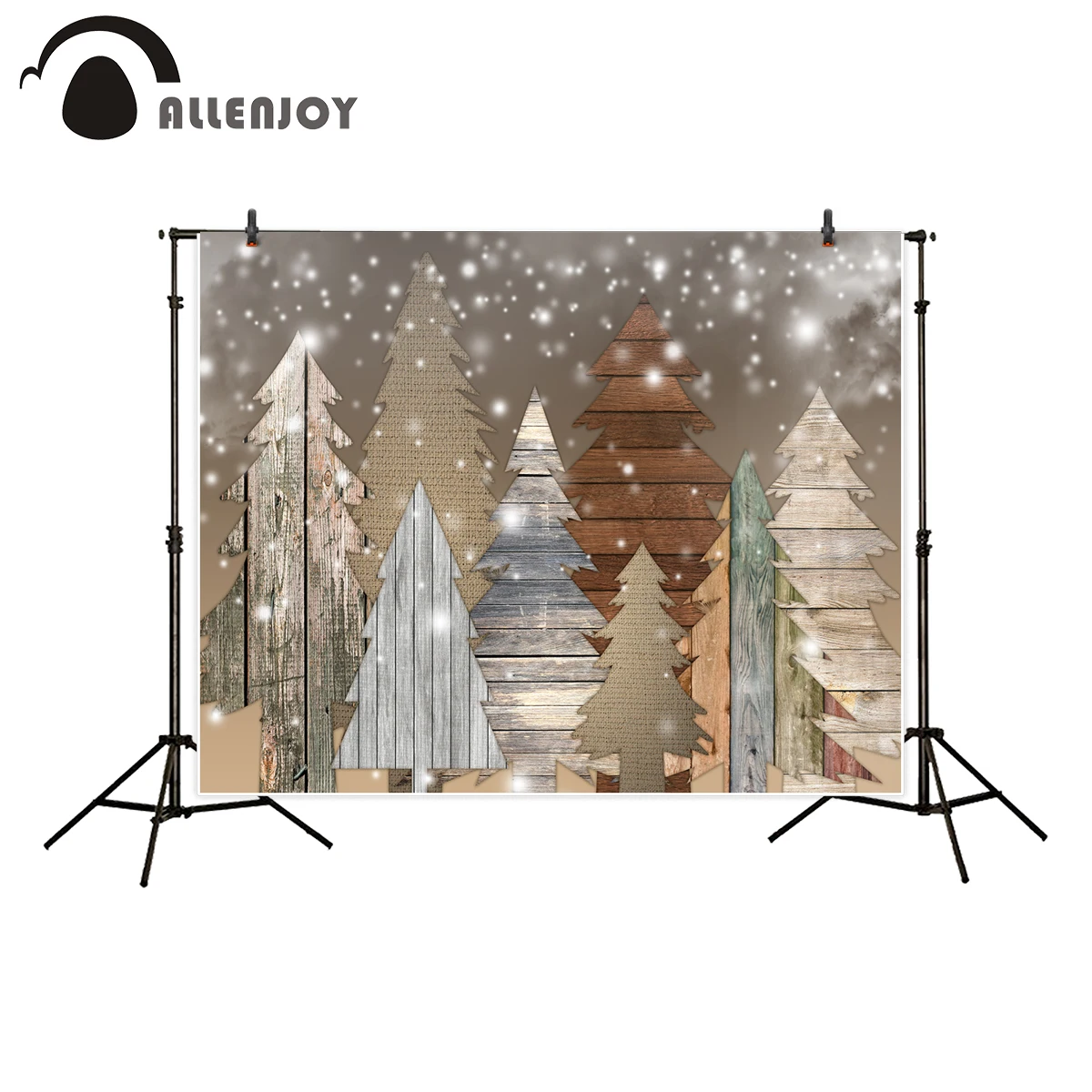 Фон для фотосъемки Allenjoy Рождественский деревянный стиль дерево боке снег фон