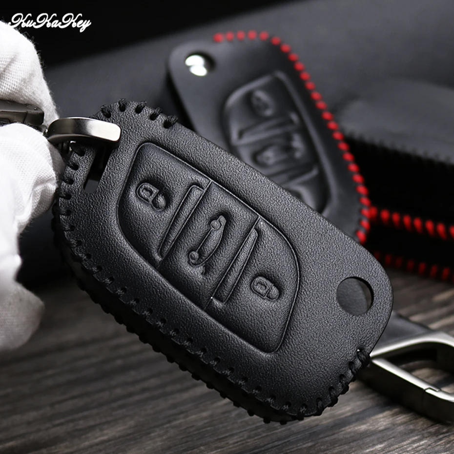 Кожаный чехол для автомобильного ключа Peugeot 207 407 406 307 308 3008 защитный кожаный