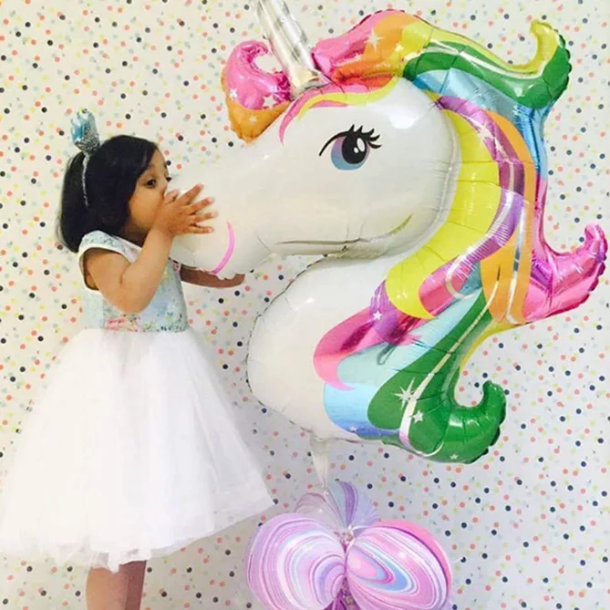 3pcs/lot 108X88CM Giant Unicorn Balloon Colorful Rainbow Fantasy Horse Party Girls Ballons Birthday Animals Foil Balloons | Дом и сад