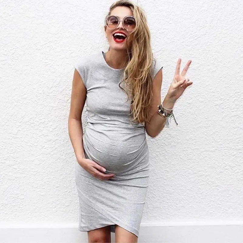 Maternity Dresses Fashion Pregnancy Clothes Pregnant Women Dress Summer Cotton Knee-length Mummy Clothing | Мать и ребенок