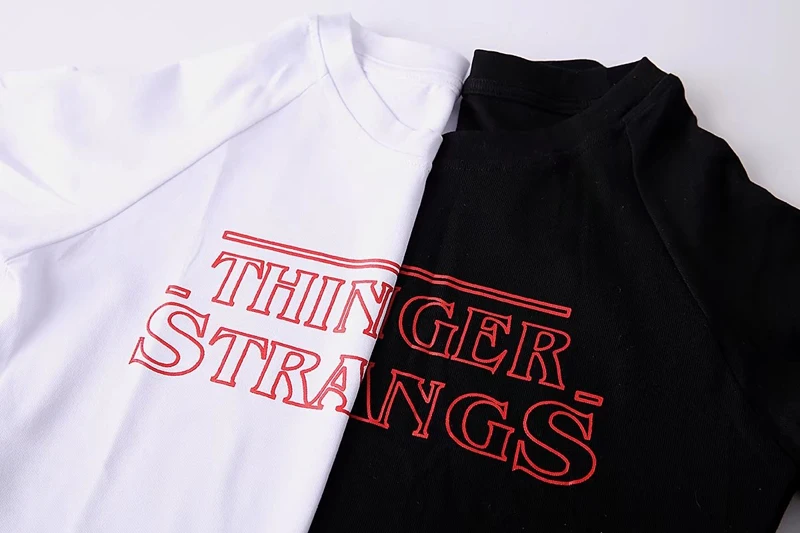 Thinger Strangs с буквенным принтом, женская тонкая футболка с круглым вырезом и коротким рукавом, Повседневная футболка в американском стиле