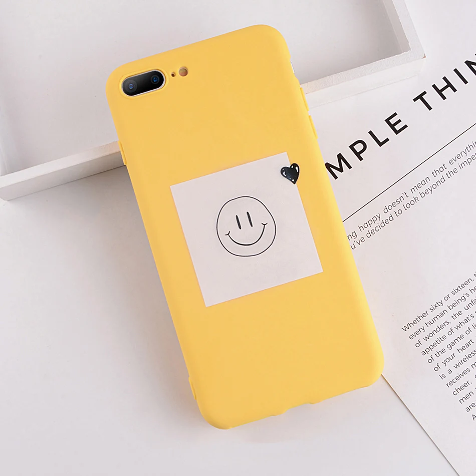 Желтый чехол для телефона Moakado для iphone 11, 6s, 7, 8 Plus, X, XS, Max, XR, 5, 5S, SE, мягкий термополиуретановый чехол с забавными буквами и улыбкой