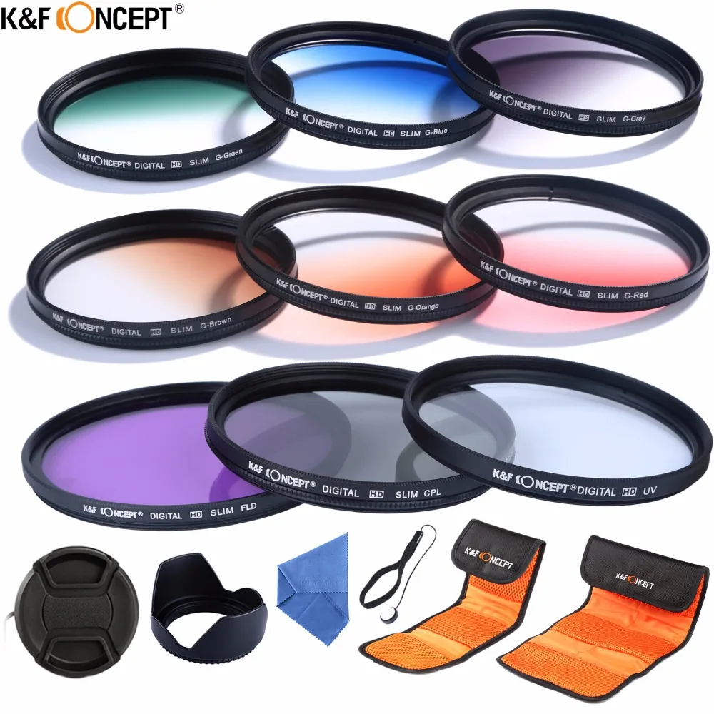 Комплект фильтров для объектива камеры K & F CONCEPT 52m 58mm UV CPL FLD чехол очистки крышки|k&f