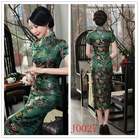 Сексуальное зеленое платье Ципао Cheongsam, сатиновый костюм Тан, Повседневное платье Qipao, Ретро летнее платье Ципао, платье vestidos mujer - Цвет: Green