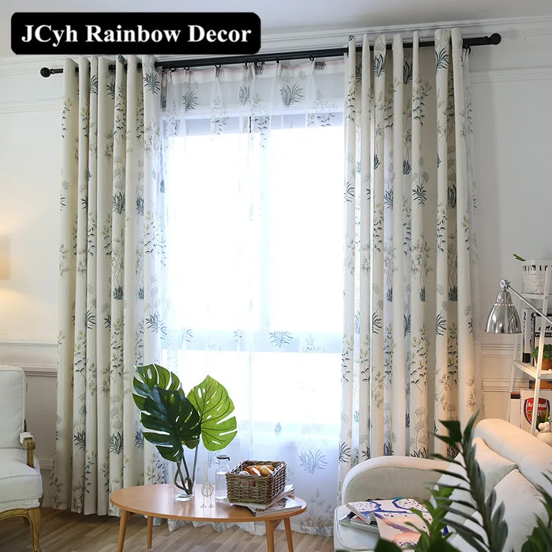 

Modern Rural Flower Linen Blackout Window Curatins For Living Room Bedroom Kitchen Door Curtain Drapes Rideaux Panel Fabrics
