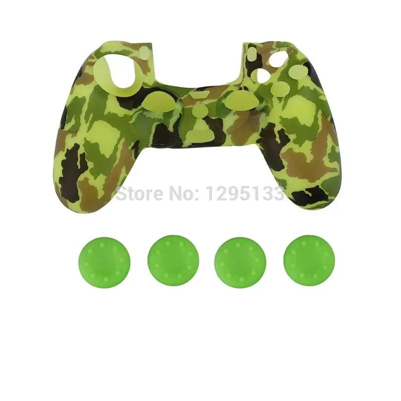 Камуфляжный силиконовый защитный кожаный чехол для sony Playstation PS4 Play Station PS 4 Dualshock 4 игровой джойстик - Цвет: Camo Green