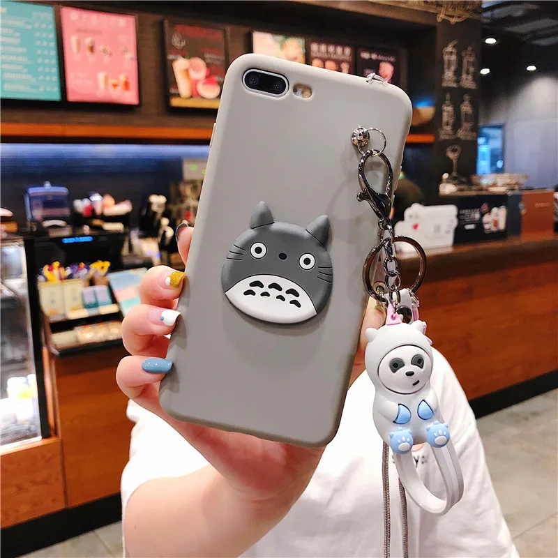 Cute Cartoon Pig Phone Case For iphone X XS Max XR 6 6s 7 8 plus Cover Funny Doll Hang Rope TPU Soft Cases Capa |
