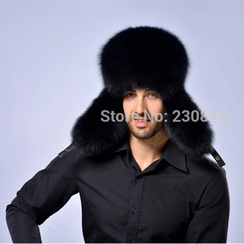 Русская Кожаная Шапка бомбер русская Мужская модная шапка из лисьего меха