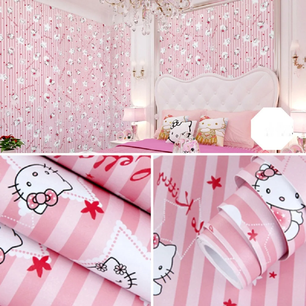 45 см X 1000 см HelloKitty, водонепроницаемые самоклеящиеся обои из ПВХ, настенные наклейки для гостиной, телевизора, стены, спальни, для детей, креативные