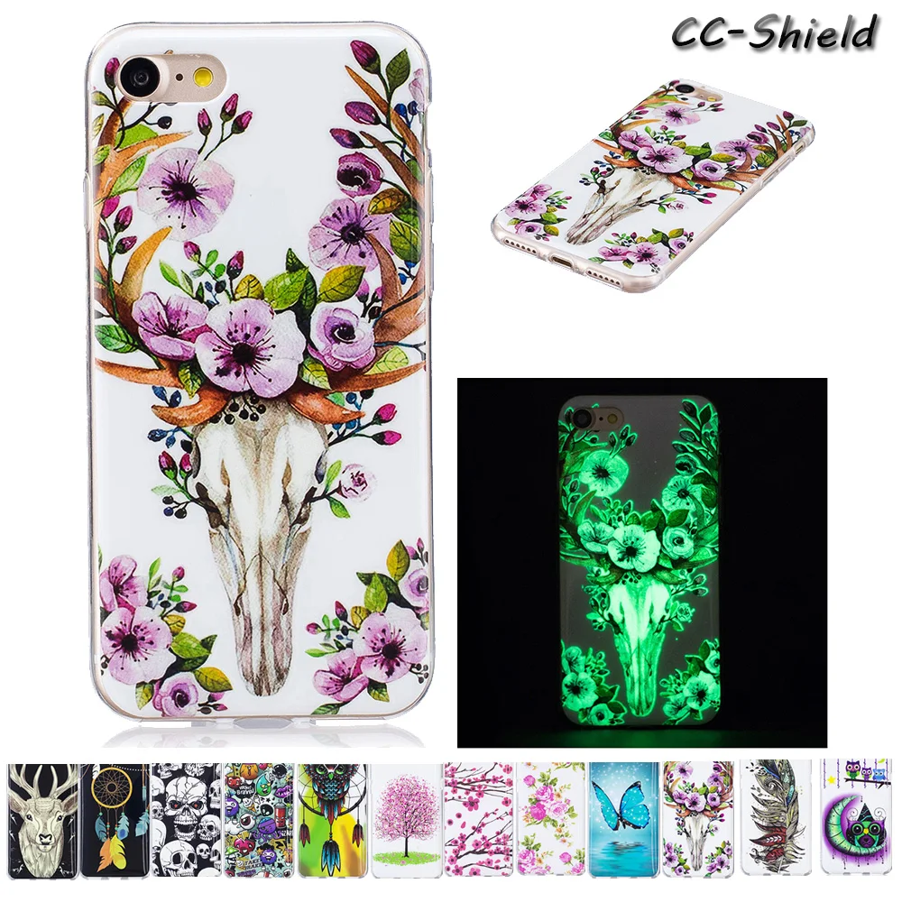 Светящийся приталенный Чехол для Apple iPhone 7 4 дюйма с рисунком IMD + TPU Мягкий