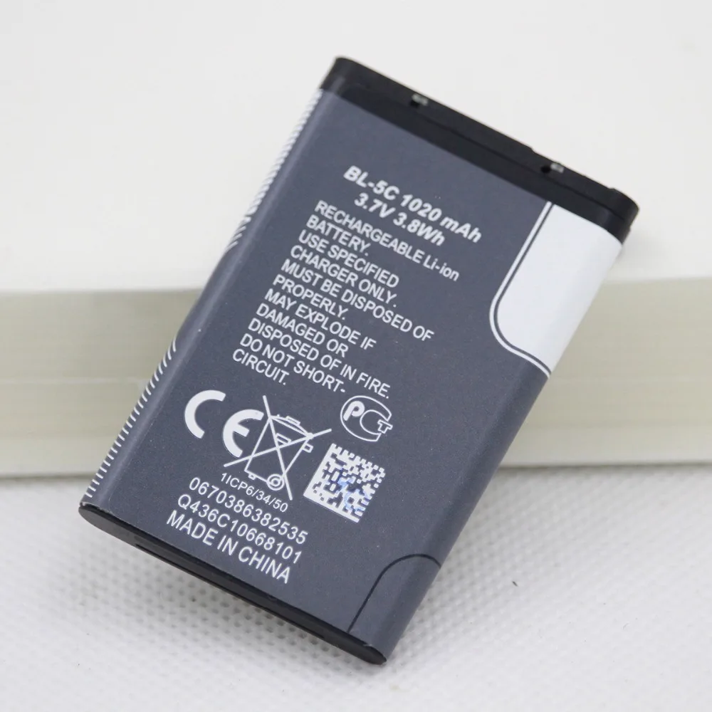60 шт./лот 1020 мАч BL 5C Аккумулятор для телефона Nokia 1100 1110 1200 1208 1280 1600 2600 2700 3100 3110 5130 6230