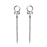 funmor simple copper drop earrings for women girls gifts silver color cz zirconia dangle earrings wedding statement ear brincos