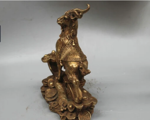 10'' China Wealth Money Auspicious Animal Sheep Goat Bronze Statue decoration bronze factory outlets | Дом и сад