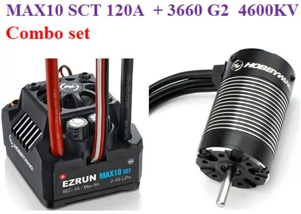 Hobbywing EZRUN MAX10 SCT 120A бесщеточный ESC + 3660 G2 3200KV/ 4000KV/4600KV Бесконтактный мотор комбо набор