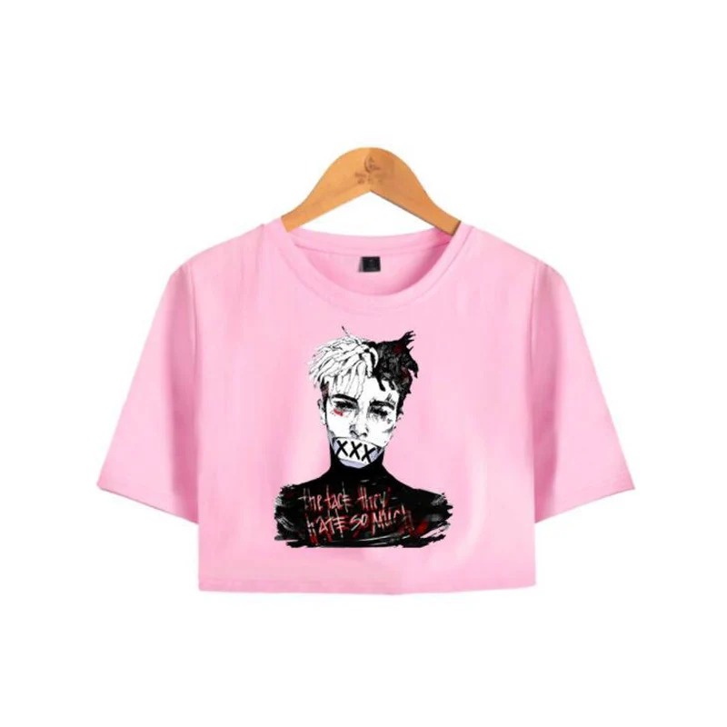 Женский укороченный топ rip Xxxtentacion футболка из 100% хлопка с круглым вырезом и