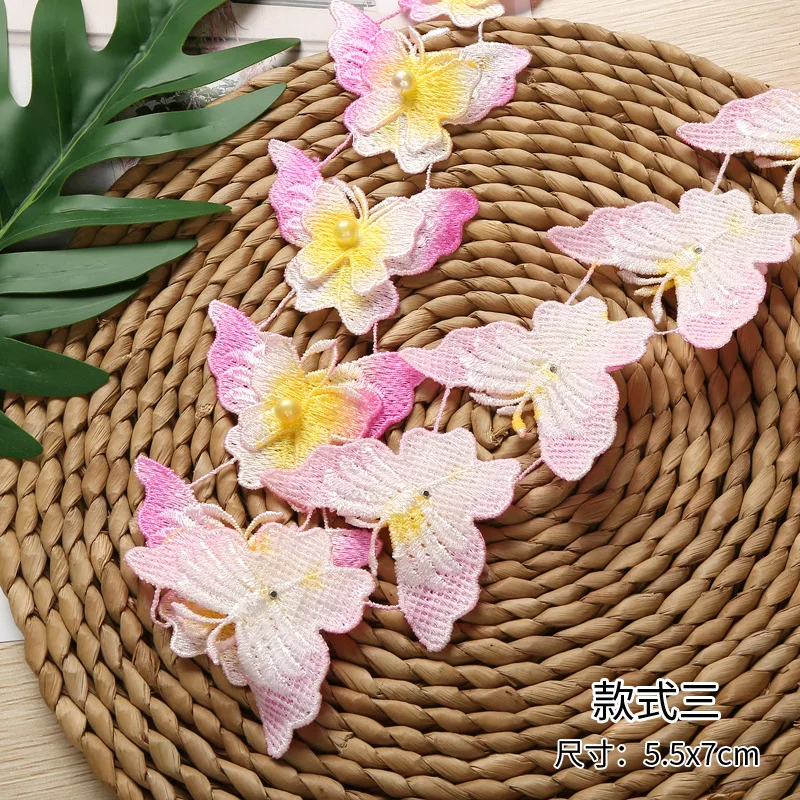 30 ярдов/шт. 3D водорастворимые бусины для ногтей из полиэстера с бабочками и