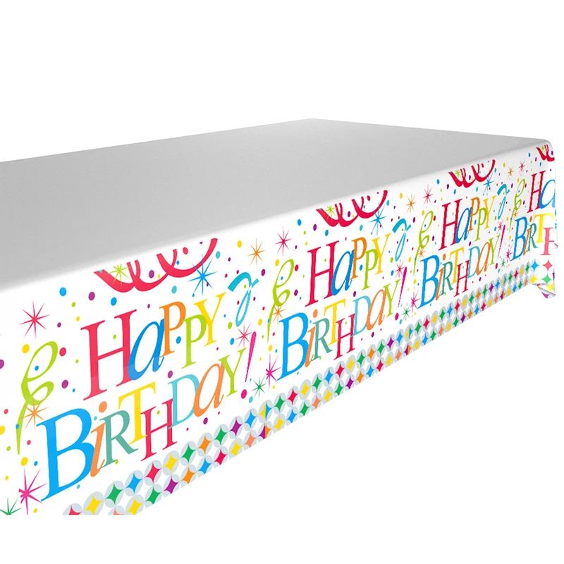 Happy Birthday 132*220cm Lovely universe Planet Tablecloth Space astronaut party Disposable Table cover for happy Birthday Party Supplies - Цвет: Happy Birthday